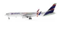 Port side view of JC Wings JC4LAN244 / XX4244 - 1/400 scale diecast model B767-300ER registration PT-MSY in LATAM Brasil livery with "Rio 2016" titles.