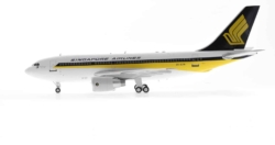 Port side view of WB Models WB-A310-001 -  Airbus A310-200 1/200 scale diecast model, registration 9V-STN in Singapore Airlines livery.