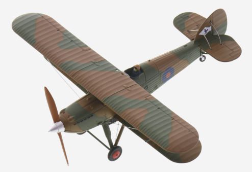 top view of Corgi AA27302 - 1/72 scale diecast model of the Hawker Fury Mk I, camouflage scheme of No. 43 Squadron, Royal Air Force (RAF), during the Munich Crisis of 1938.