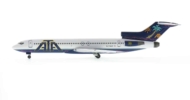 Port side view of Aero Classics AC411049 - 1/200 scale diecast model Boeing 727-200 registration N770AT in American Trans Air (ATA) livery, circa the late 1990s.