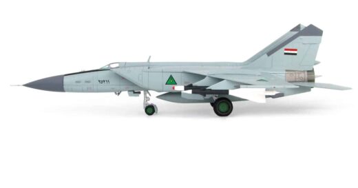 Port side view of Hobby Master HA5602 - 1/72 scale diecast model Mikoyan-Gurevich MiG-25PDS  interceptor variant (NATO reporting name: Foxbat E) of s/n 25211 