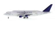 Port side view of Gemini Jets G2BOE1003 - 1/200 scale diecast model of the Boeing 747-47LCF Dreamlifter with opening fuselage, registration N718BA, in Boeing livery