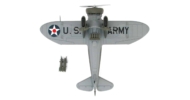 Underside view of Hobby Master HA7508 - 1/48 scale diecast model of the Boeing P-26A Peashooter, USAAC, stationed at Wheeler Army Airfield Honolulu on the Island of O'ahu, Hawaii, December 1941.