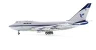 Port side view of the 1/200 scale diecast model Boeing 747 SP, registration EP-IAC in Iran Air livery, named "Fars", circa the late 1970s - Inflight200 IF747SPIR0821P