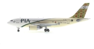 Port side view of JC Wings JC2PIA0002 / XX20002 - Airbus A310-300 1/200 scale diecast model, registration AP-BEG named "Gilgit - The Silk Route" in Pakistan International Airlines (PIA) " Frontier Province Tails" livery.
