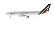 Port side view of NG Models NG61037 - 1/400 scale diecast model of the Airbus A330-200 registration  EI-EJK, in Alitalia livery.