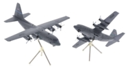 Image of model on display stand, Gemini Jets G2AFO1064 - 1/200 scale diecast model Lockheed C-130H  Hercules s/n 90-1057 of 142nd Airlift Squadron (142nd AS), Delaware Air National Guard (DE ANG).