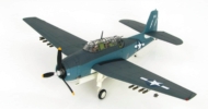 front starboard side view of Hobby Master HA1219 - 1/72 scale diecast model Grumman TBM-3 Avenger aircraft code " White 88" of VC-88 while aboard the USS Saginaw Bay (CVE-82), March 1945.