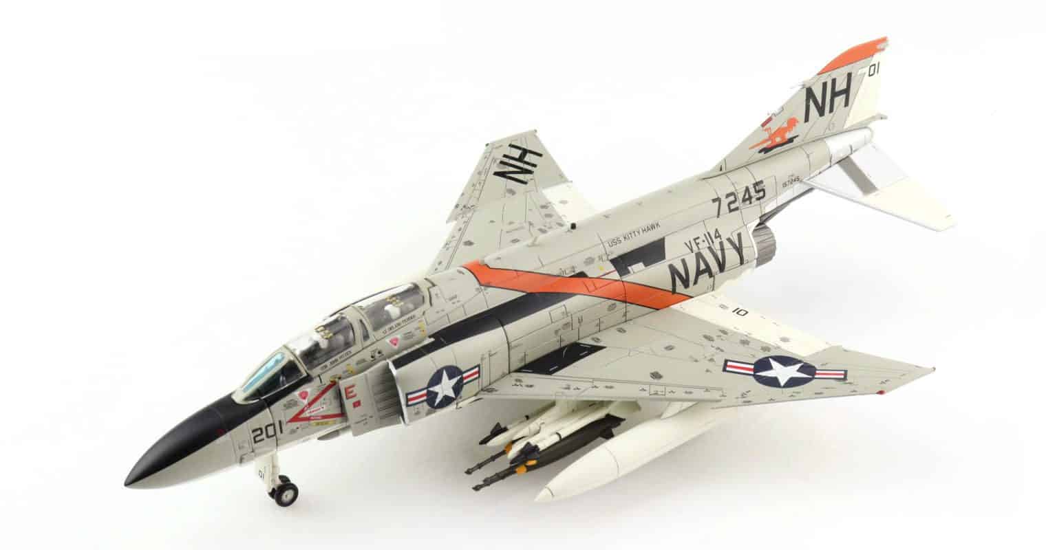 Front port side view of Hobby Master HA19034 - 1/72 scale diecast model McDonnell Douglas F-4J Phantom II BuNo 157245, Tail Code NH/201 a 