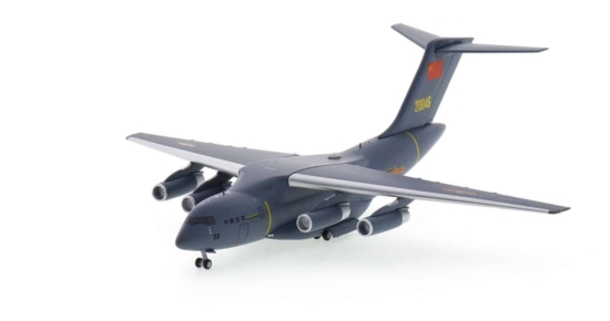 Front port side view of NG Models NG22017 - 1/400 scale diecast model of the Xi'an Y-20A Kunpeng, s/n 20046 of the PLAAF