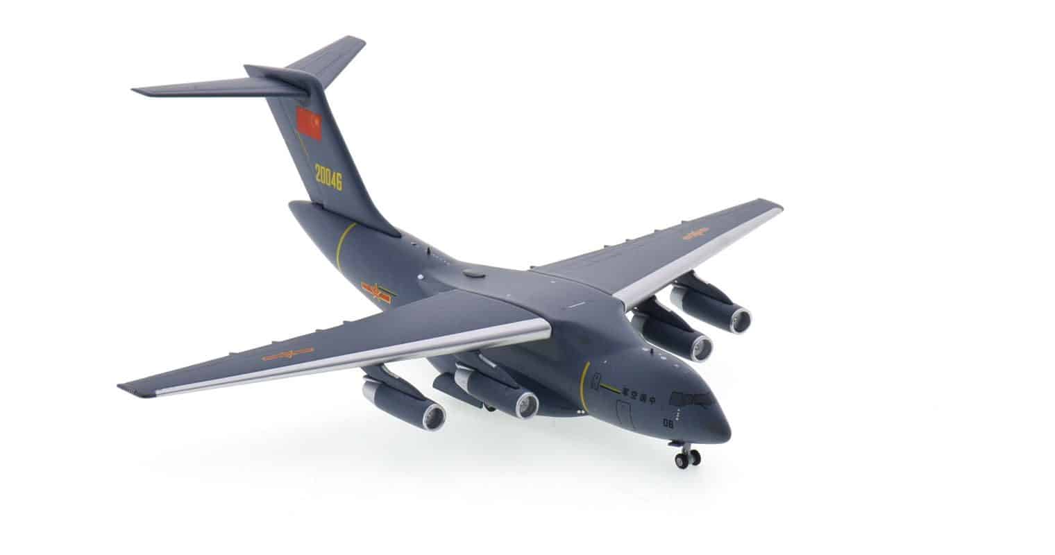Front starboard side view of NG Models NG22017 - 1/400 scale diecast model of the Xi'an Y-20A Kunpeng, s/n 20046 of the PLAAF
