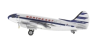 Port side view of the Curtiss C-46F Commando 1/400 scale diecast model of registration N4718N, Northeast Airlines, circa the early 1950s - AeroClassics AC411116
