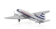 Rear view of the Curtiss C-46F Commando 1/400 scale diecast model of registration N4718N, Northeast Airlines, circa the early 1950s - AeroClassics AC411116