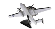 Underside view of the Grumman E-2C Hawkeye 1/145 scale diecast model, tail code NE/600 of  VAW-116 "Sun Kings", CVW-2, US Navy deployed aboard the USS Kitty Hawk (CV-63), circa January 1984 - Postage Stamp Collection PS53791