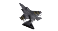 Underside view of the Lockheed Martin F-35A Lightning II 1/144 scale diecast model  of serial number 08-0747, 58th FS, 33rd FW, USAF assigned to the F-35 Integrated Training Center – Eglin Air Force Base in Florida, USA - Postage Stamp Collection PS5602
