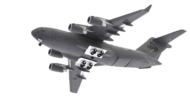 Underside view of the 1/400 scale diecast model Boeing C-17 Globemaster III s/n A41-206, No. 37 Sqn Royal Australian Air Force with RAAF's "100 Years" tail logo - Gemini Jets GMRAA109