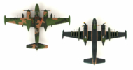 top and underside view of the 1/72 scale diecast model Douglas B-26K (A-26A) Counter Invader s/n AF64-651. Of the 609th Special Operations Squadron, 56th Special Operations Wing, United States Air Force. Stationed at Nakhon Phanom Royal Thai Air Force Base, 1969 - Hobby Master HA3224