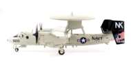 Port side view of the 1/72 scale diecast model Northrop Grumman E-2C Hawkeye of s/n 165648, tail code NK/600 Carrier Airborne Early Warning Squadron 113 "Black Eagles", Carrier Air Wing 14, US Navy, June 2006 - Hobby Master HA4818