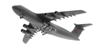 Underside view of the 1/400 scale diecast model Lockheed C-5M Galaxy serial 87-0037, 337th Airlift Squadron, 439th Airlift Wing, United States Air Force.