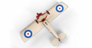 Underside view of the 1/63 scale diecast model Sopwith Camel F.1, Serial B7270, flown by Canadian ace Captain Arther Brown of No. 209 Squadron, RAF on April 21, 1918, when he was credited with downing the "Red Baron". - Postage Stamp Collection PS53502