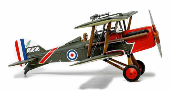 Port side view of the 1/48 scale diecast model of the S.E.5a. Flown by Captain Albert Ball of No. 56 Squadron, Royal Flying Corps (RFC), France, May 5, 1917 - Corgi AA37710