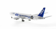 Rear view of the 1/200 scale diecast model B767-300ER, registration JA604A, in All Nippon Airlines's Star Wars "R2-D2" (port side) and "BB-8" (starboard side) livery - JC Wings EW2763005