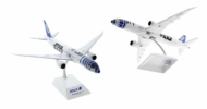 Image of model on display stand, 1-200 scale diecast model Boeing 787-9 Dreamliner registration JA873A, in All Nippon Airlines (ANA) Star Wars "R2D2" livery - JC Wings EW2789009