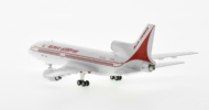 Rear view of the 1/400 scale diecast model Lockheed L-1011-500 TriStar registration V2-LRK in Air India livery, circa the early 1990s - NG Models NG35019
