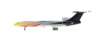Port side view of the 1/400 scale diecast model of the Tupolev Tu-154M registration LZ-HMI in BH Air livery, circa the early 2000s - NG Models NG54002