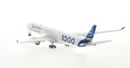 Rear view of the 1/400 scale diecast model of the Airbus A350-1000, registration F-WMIL in Airbus house colours with Qantas logo, "Project Sunrise" - Aviation400 AV4144