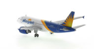 Rear Top view of the 1/400 scale diecast model Airbus A319-100, registration N321NV in Allegiant Air livery - Gemini Jets GJAAY2131