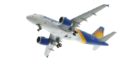 Underside Top view of the 1/400 scale diecast model Airbus A319-100, registration N321NV in Allegiant Air livery - Gemini Jets GJAAY2131