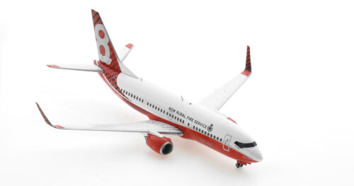 Front starboard side view of the 1/200 scale diecast model Boeing 737-300 registration N138CG, named "Marie Bashie" in New South Wales Rural Fire Service livery - Gemini Jets G2NSW994