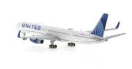 Rear view of the 1/400 scale diecast model Boeing 757-300 (WL) registration N75854 in United Airlines livery - Gemini Jets GJUAL2092