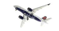 Underside view of the 1/400 scale diecast model Airbus A220-300 of registration N-103DU in Delta Air Lines livery - Gemini Jets GJDAL2099
