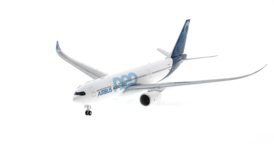Front port side view of the 1/200 scale plastic diecast model of the Airbus A330-800N registration F-WTTO in Airbus 'House Colours", the first A330-800neo circa 2020 - HER571999