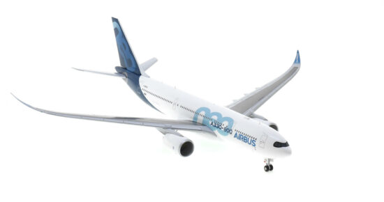 Front starboard side view of the 1/200 scale plastic diecast model of the Airbus A330-800N registration F-WTTO in Airbus 'House Colours", the first A330-800neo circa 2020 - HER571999