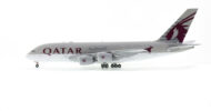 Port side view of the 1/400 scale diecast model of the Airbus A380-800, registration A7-APJ in Qatar Airways livery -JC4QTR0047 / XX40047