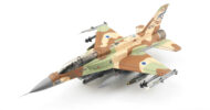 Fron port side view of the 1/72 scale diecast model Lockheed F-16I Sufa, # 470 of 253 Squadron "The Negev Squadron", Israeli Air Force, "Operation Outside the Box" 2007 - HA38009