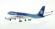 Rear view of the 1/200 scale diecast model of the Airbus A340-200 registration F-OITN, named "Bora Bora" in Air Tahiti Nui livery, circa 2002 - IF342AV0623