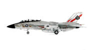 Port side view of the 1/72 scale diecast model Grumman F-14A Tomcat BuNo 160379, tail code AJ/100 of Fighter Squadron 41 "Black Aces", 1978 - JCW-72-F14-012