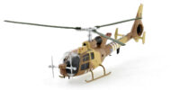 Front port side view of the 1/72 scale diecast model of the Westland Gazelle AH. 1 serial number XZ321 in the colour scheme used by the 4 Regiment, Army Air Corps, British Army, during Operation Grandby - AV7224005