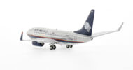 Rear view of the 1/200 scale diecast model of the Boeing 737-700 NG, registration XA-GAM, in AeroMexico livery - 777028