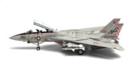Port side view with canopy in open position and wings swept of the 1/72 scale diecast model of the Grumman F-14A Tomcat, tail code NG/100 of VF-211 "Fighting Checkmates", US Navy - CA721417
