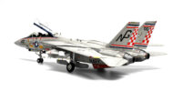 Rear view with canopy in open position and wings swept of the 1/72 scale diecast model of the Grumman F-14A Tomcat, tail code NG/100 of VF-211 "Fighting Checkmates", US Navy - CA721417