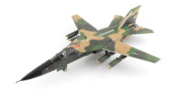Front port side view of the 1/72 scale diecast model of the General Dynamics F-111A Aardvark serial number 66-0022, Det 1, 428th TFS, USAF, during operation "Combat Lancer", Ta Khli Royal Thai Air Base, 1968 - HA3031