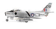 Port side view of the 1/72 scale diecast model CAC CA-27 Sabre Mk.32 serial number A94-983 "Black Diamonds", a Royal Australian Air Force (RAAF) Aerobatic Team from No.75 Squadron, circa the early 1960s - HA4321