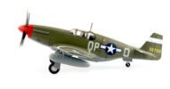 Port side view of the 1/48 scale diecast model North American P-51B Mustang, tail code QP-D. Assigned to Lt. Steve Pisanos of the 334th Fighter Squadron, 4th Fighter Group, United States Army Air Force May 1944 - HA8515  