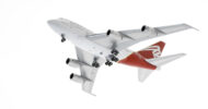 Underside view of the 1/400 scale diecast model of the Boeing 747SP, registration VH-EAB, named "City of Traralgon" in Australia Asia Airlines livery - NG Models NG07036