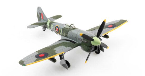 Front starboard side view of the 1/72 scale diecast model Hawker Tempest Mk.V Pilot F/Lt. David C. Fairbanks of No.274 Squadron Royal Air Force, November 1944 - SM4009
